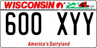 WI license plate 600XYY
