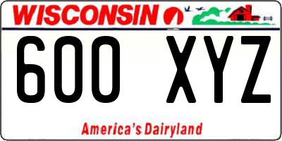 WI license plate 600XYZ