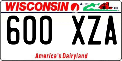 WI license plate 600XZA