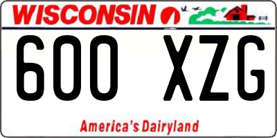 WI license plate 600XZG