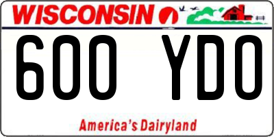 WI license plate 600YDO