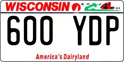 WI license plate 600YDP