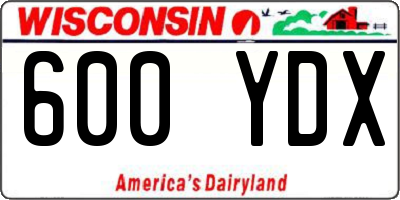WI license plate 600YDX