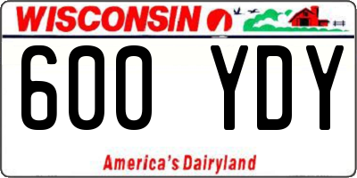 WI license plate 600YDY