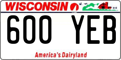 WI license plate 600YEB