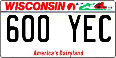 WI license plate 600YEC