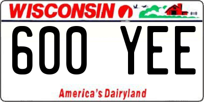 WI license plate 600YEE