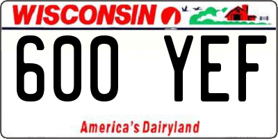 WI license plate 600YEF