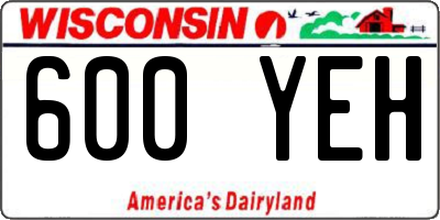 WI license plate 600YEH