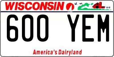 WI license plate 600YEM