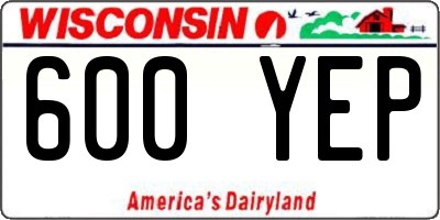 WI license plate 600YEP