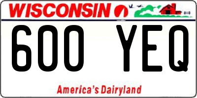 WI license plate 600YEQ