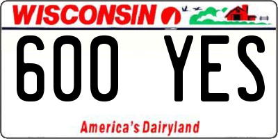 WI license plate 600YES