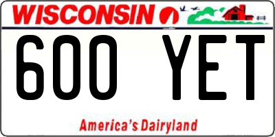 WI license plate 600YET