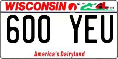 WI license plate 600YEU
