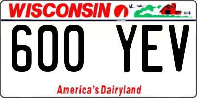 WI license plate 600YEV