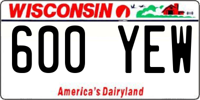 WI license plate 600YEW