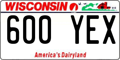 WI license plate 600YEX
