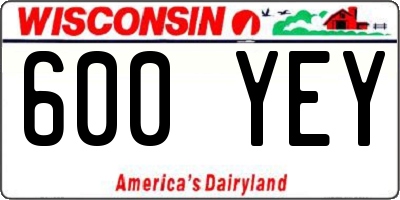 WI license plate 600YEY