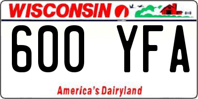 WI license plate 600YFA