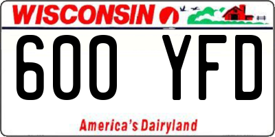WI license plate 600YFD
