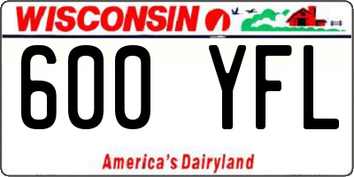 WI license plate 600YFL