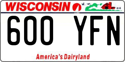 WI license plate 600YFN