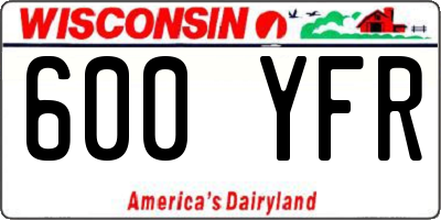 WI license plate 600YFR