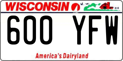 WI license plate 600YFW