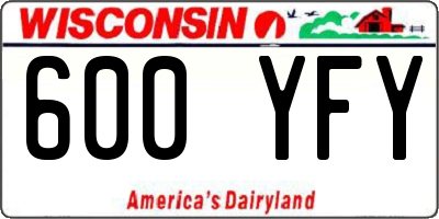 WI license plate 600YFY