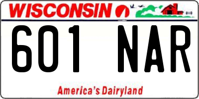 WI license plate 601NAR