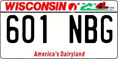 WI license plate 601NBG