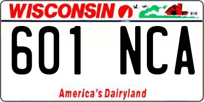 WI license plate 601NCA