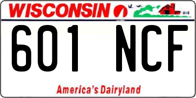 WI license plate 601NCF