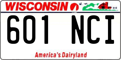 WI license plate 601NCI