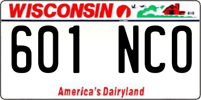 WI license plate 601NCO