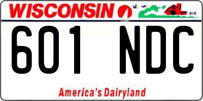 WI license plate 601NDC