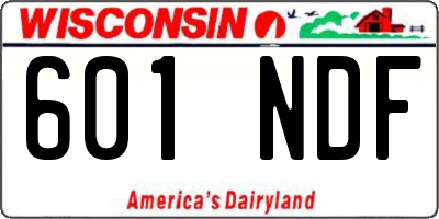 WI license plate 601NDF