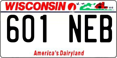 WI license plate 601NEB