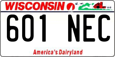 WI license plate 601NEC