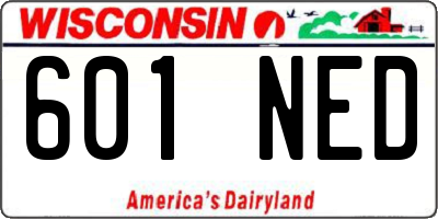 WI license plate 601NED