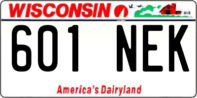 WI license plate 601NEK