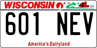 WI license plate 601NEV