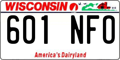 WI license plate 601NFO