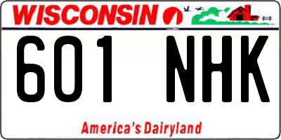WI license plate 601NHK