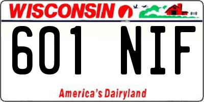 WI license plate 601NIF