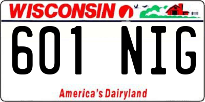 WI license plate 601NIG