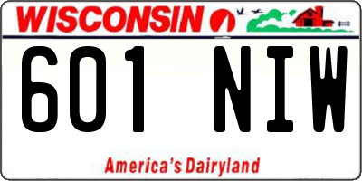 WI license plate 601NIW