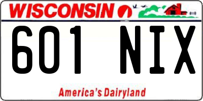 WI license plate 601NIX