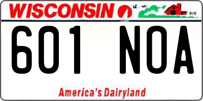 WI license plate 601NOA